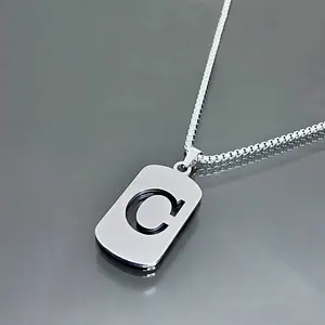 Retro and Versatile Cool Men's Jewelry Stainless Steel Initial Necklace for Men Hip Hop Geometric Pendant with A-Z Letter Pendant Chain for Friends Gifts Holiday Gifts for women and men