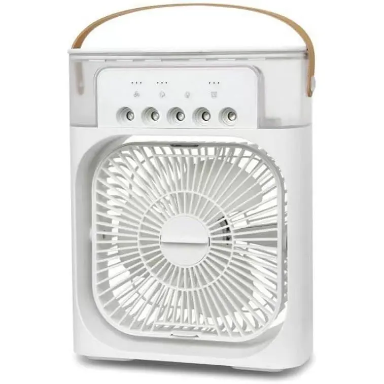 Portable Air Cooler Dehumidifier - Multi-Mode Small Compact Desk Unit (6.2*5.11*8.6in), Timer Auto Shut-Off, Ambient Glow Lighting, Cooling+Light Functions, for Home, Office Use