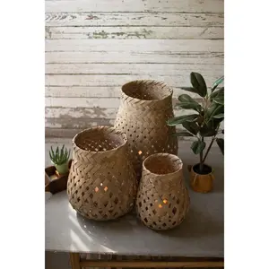 Woven Bamboo Lanterns with Glass
