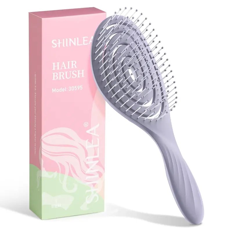 Detangle Hair Brush | Detangling Wet & Dry Spiral Hairbrush for Women, Men, Kids | Vented Detangler for Blow Drying | Glide Through Tangles For All Hair Types | Gifts (Purple) Haircare Heatless detangler spray Venting