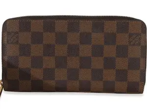 Pre-owned Louis Vuitton Coated Canvas Small Leather Goods Damier Ebene Canvas Zippy Wallet NY152710
