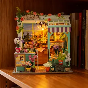 Alice Garden Miniature House Assembly Kit, High Difficulty Challenge 3D Puzzle Bookshelf Insert Decor, Adult Book Corner Set Gift