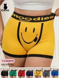 Plus Size Women's Seamless Smooth Comfortable Breathable Fit Boxer Shorts, Mid Waist Underwear 0xl-6xl for All Seasons, Casual Style High Waist