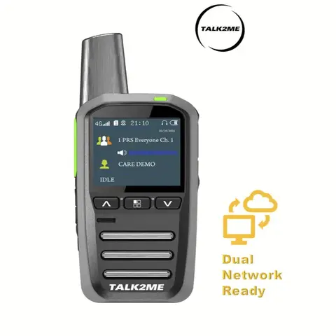 talk2me Compact Digital 2-Way Wireless Portable Walkie Talkies - Network-Ready PoC Radio for Business, Push-to-Talk, Audio Function, 2000 mAh Battery, AC USB Block Charging, Water-Resistant, Global Reach, Manufacturer Warranty, Earpiece Mic