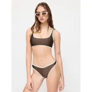 Cider High Stretch Scoop Neck Contrast Binding Bracelet & Cheeky 3 Piece Bikini Set