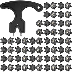 Pack of 51 Golf Shoe Spikes Replacements Set 50 Golf Shoe Cleats with 1 Black Golf Cleats Spanner Metal Thread Screw 6 mm Dia Golf Cleats Replacement for Cricket Shoe