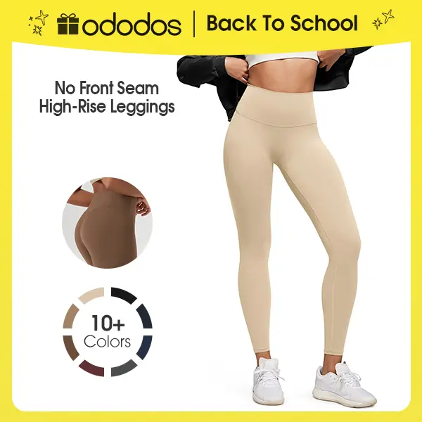 ODODOS No Front Seam Yoga Leggings for Women - 25" / 28" High Waist Buttery Soft Lounge Yoga Pants High Waist Activewear High Waist Spandex High Compression Fit