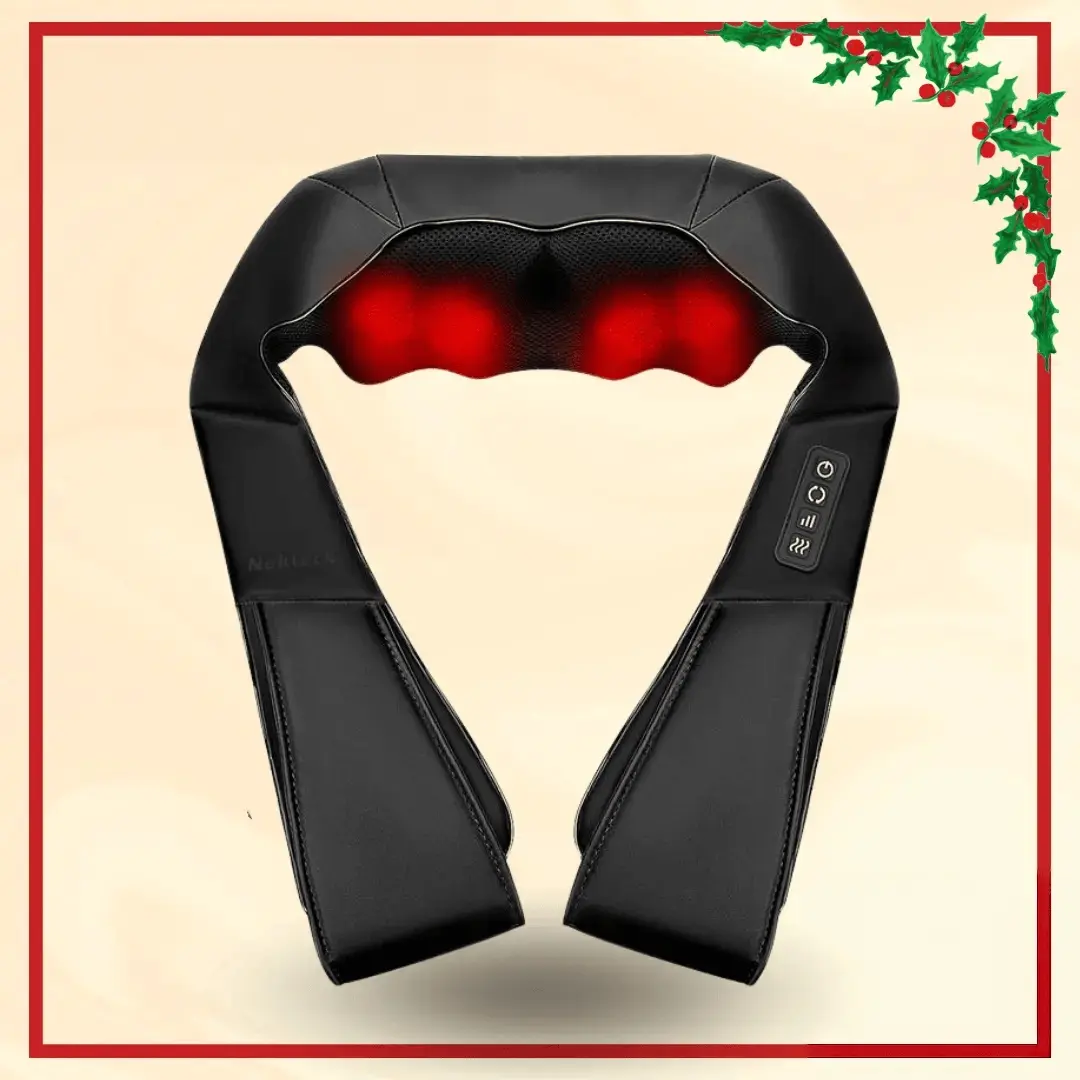 Neck and Back Massager with Heat Function 8 Kneading Nodes Adjustable Speeds 15-Minute Auto-Shutoff Lightweight Daily Use Valentine's Gift For Him & Her Relief Roller DealsForYouDays