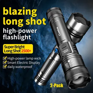 2-Piece Set Ultra-Bright Flashlight, Digital Battery Display, Multi-Function Type-C Charging, LCD Screen, Outdoor Emergency, Home Night Lighting