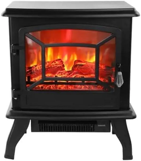 Winado Electronic Fireplace Stove Heater, 20in 120V 1400W Black CSA Certified Unit with Realistic Flame, Adjustable Heating, Control Panel Operation, Auto-Shutoff, Cozy Atmosphere & Calming Ambiance for Living Room, Bedroom, New, No, Iron