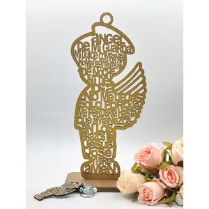 US LUOKASI 12pcs Angel Boy with Wings 12inches Wood with Stand Laser Cutout Centerpiece First Communion Quinceanera Christening Perfect for DIY Baptism Baby Shower Favor | Party Decorative Ornaments Decoration Wooden Christmas