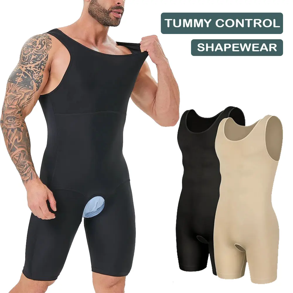 Men's Plus-Size Bodysuit Shaper - Shapewear Waist Trainer, Tight Compression Shapewear, Chest Binder, Tummy Control, Flat Belly Corset Underwear