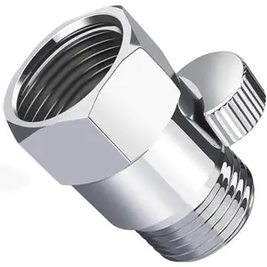 Brass Shower Flow Control Valve: Shower Head Shut-Off Valve (Female and Male), Water Flow Control Valve, Suitable for Handheld Shower Head or Bidet Sprayer - Handle Rod (Chrome Plated)