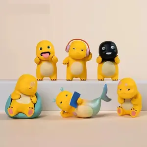 Cute Dragon Desktop Figurine with Funny Expressions, Cartoon Resin Desk Ornament for Home Office Gift