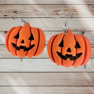 Halloween pumpkin Polymer Clay Dangle Earrings