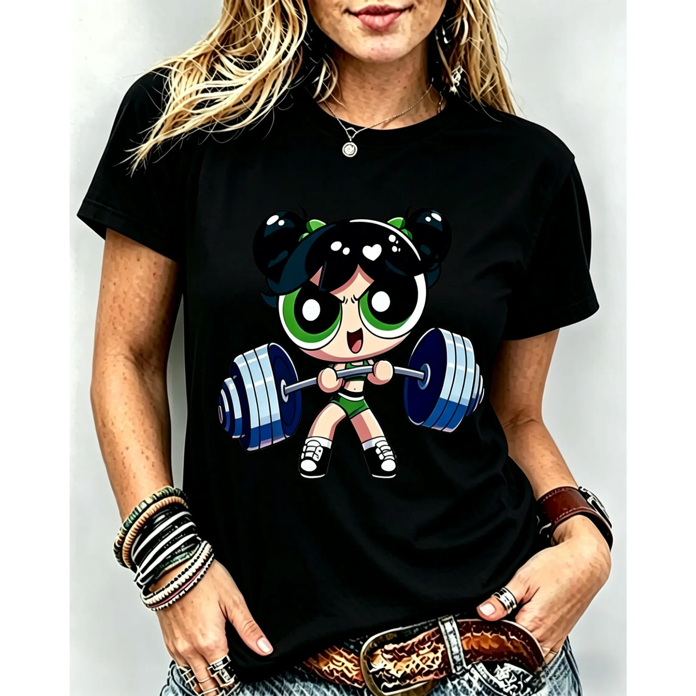 Bubbles# Powerpuff Strong Girls T-Shirt, Y2K# Powerpuf Fitness, Workout Shirt, Trending 2025, Weightlifters, Bodybuilding Shirt, Pump Cover Gym Tee for Men Women, Youth & Adult