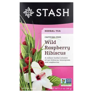 Stash Tea Herbal Tea, Wild Raspberry Hibiscus, Caffeine-Free, 20 Tea Bags, 1.3 oz (38 g)