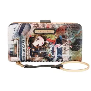 SIGNATURE BIFOLD WALLET WRISTLET Vibrant Artwork Faux Leather Compact Design with Multiple Card Slots & Zip Around Closure Ideal for Everyday Use