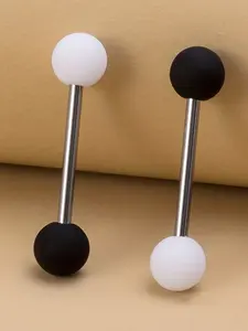 & Acrylic Ball Tongue Ring, Piercing Barbell Nipple Ring, Stainless Steel Bar Tongue Piercing Stud, Body Jewelry