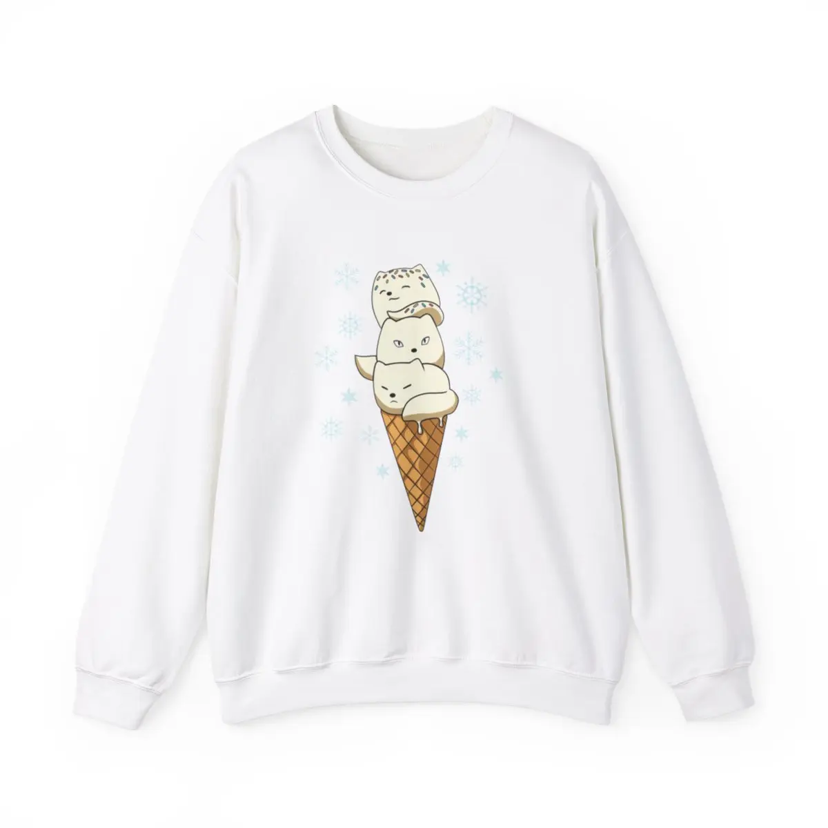 Arctic Fox Ice Cream Sweatshirt, Unisex Jumper, Winter Fox Sweater, Animal Lover Gift, Cozy Pullover, Arctic Theme Apparel