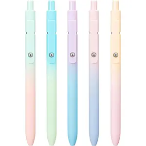 5 count Zennyth Gel Pens Quick Dry Fine Point  Retractable Rolling Ball Black Ink Smooth Writing Pens for School Office (Aurora)