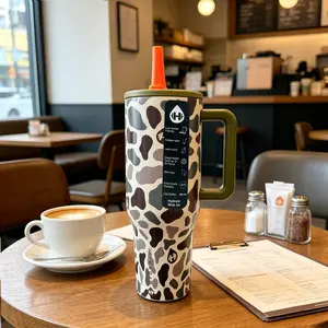 HydroJug Traveler 40 oz Insulated Vacuum Tumbler - Camouflage Leopard Print, Large-Capacity, Portable Drinkware Flask for Camping, Travel, Gym, Office, Birthday Surprise, Road Trip, Flasks