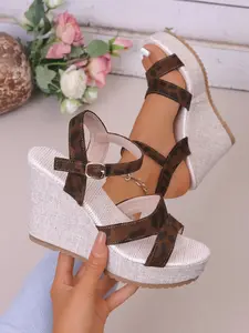 Women's Thick Sole Wedge Sandals, High Heel Casual Fashion Open Toe Shoes, Perfect for Daily Leisure, Outdoor Vacation, Work Commute