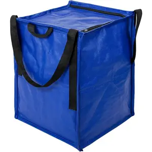 Tote Bag with Zipper Top 22-Gallon Rugged Woven Polypropylene Moving Bag, Reusable Self-Standing, Holds up to 500 Pounds, Single, Blue
