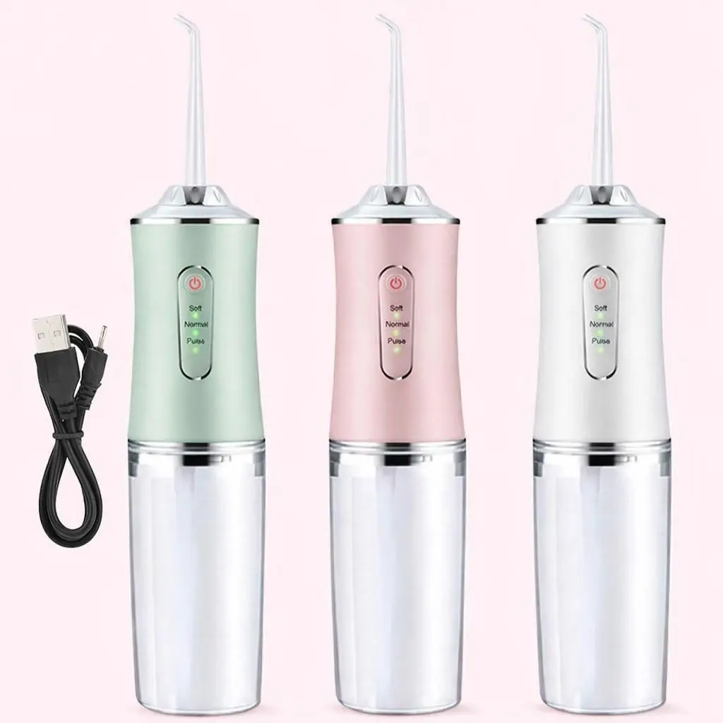 Water Flosser Cordless Dental Teeth Cleaner - Portable Rechargeable Oral Irrigator Water Pick with 4 Jet Nozzles & 3 Modes, 220ml Water Tank for Braces, Plaque Removal & Gum Care