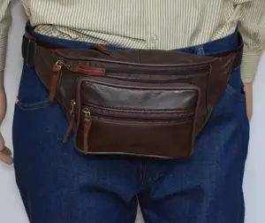 Fanny Pack, Crossbody Bag, Travel Waist Bag, Leather Man Bum Bag, Hip Bag, Water Resistant Fanny Pack, Fanny Pack with Water Bottle Holder