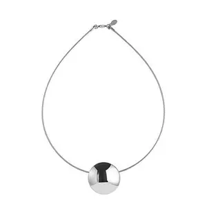 Stately Steel Stainless Steel Polished Disc Cable Wire Necklace