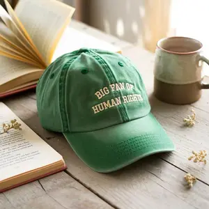 Human Rights Hat – “Big Fan of Human Rights” Embroidered Dad Cap, Feminist Gift, Vintage Washed Baseball Cap, Unisex Hat