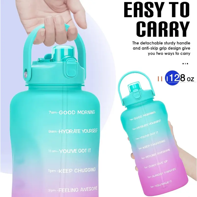 HydroPal 1 Gallon Water Bottles with Straw, 128 oz / 3.8L Water Bottle BPA  Free Innovative 2-IN-1 Lid Gym Bottle with Times to Drink Motivational  Drinkware Tumbler Containers - TikTok Shop