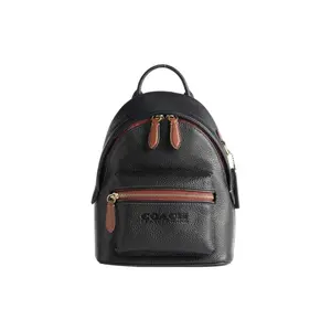 Coach Charter 18 Two-Tone Leather Backpack with Zipper Closure for Men and Women