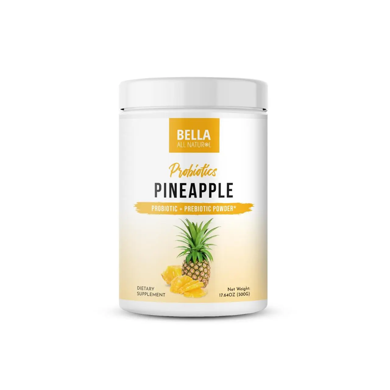 Bella All Natural Probiotics Pineapple Powder - Natural Flavor, Probiotic & Prebiotic Blend, 500grams Bella All Natural Probiotics Pineapple Powder - Natural Flavor, Probiotic & Prebiotic Blend, 500grams
