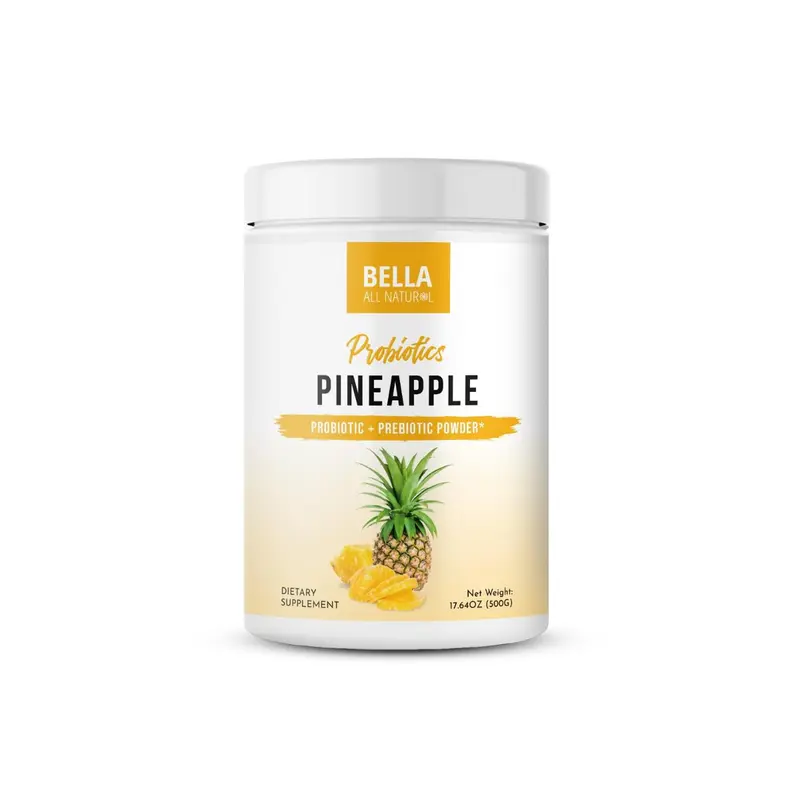Bella All Natural Probiotics Pineapple Powder - Natural Flavor, Probiotic & Prebiotic Blend, 500grams
