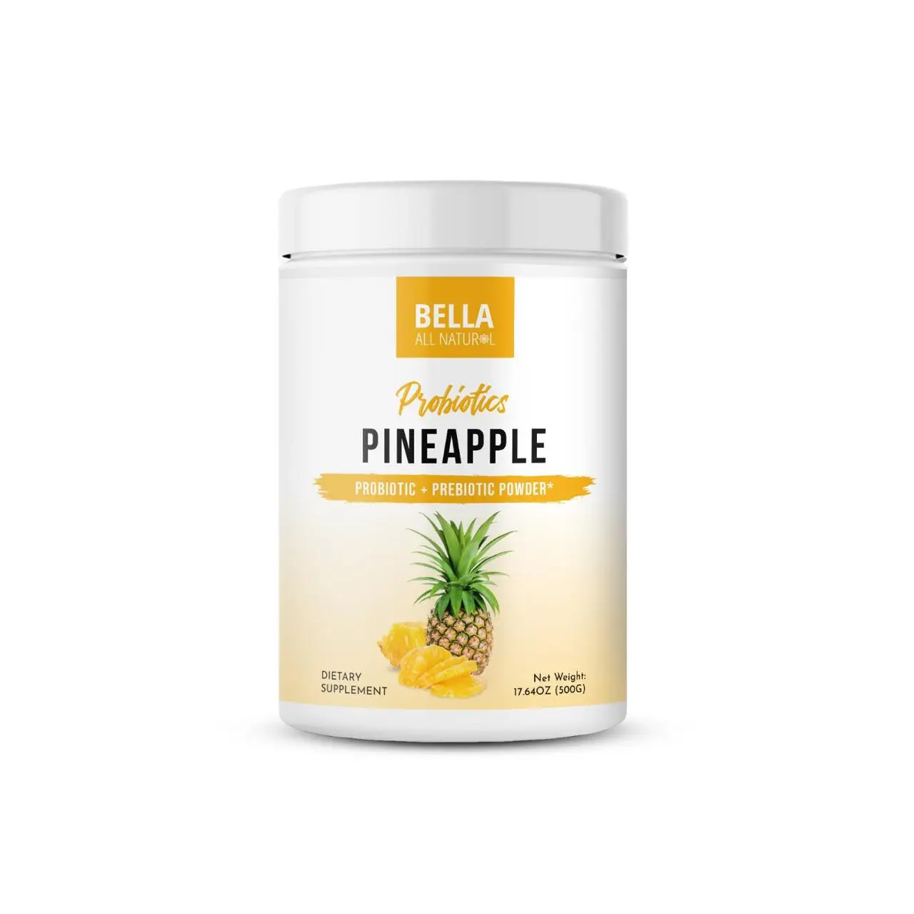 Bella All Natural Probiotics Pineapple Powder for Healthier Lifestyle - Natural Flavor, Probiotic & Prebiotic Blend, 500grams