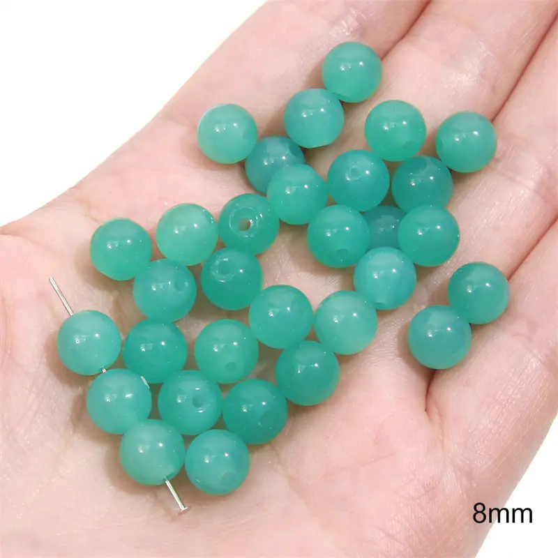 Transparent jelly beads 8mm, blue-green