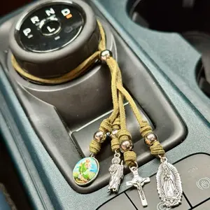 Saint Jude Faith Blessing Pendant Handmade Catholic Protection Charm for Peace & Hope with Four Religious Icons Green Cord 20cm Length