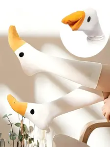 1/3/6 Pairs Cute Cartoon Duck Crew Socks, Funny Duck Design, Breathable Fun Daily Wear, Soft Comfortable Socks, Unisex All-Season Socks