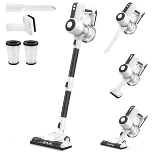 MOOSOO Stick Vacuum Cleaner, 30Kpa Powerful Suction Cordless Vacuum with Headlight Motorized Brush, Self-Standing for Hard Floor, Carpet Pet Hair, Black