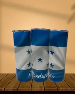 Honduras 20 oz Skinny Tumbler with Lid Non BPA Free Includes Straw & Cleaning Brush Compact Manageable Drinkware Honduras Flag Design Set