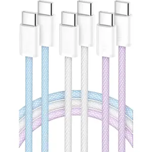 USBC to USB C  10FT 3-Pack 60W (20V/3A), Type C to C Long Charger Cord   for  15 16 17 Pro Max Plus,  Galaxy S24/S23 S22, MacBook/iPad/Pixel//Android USB-C