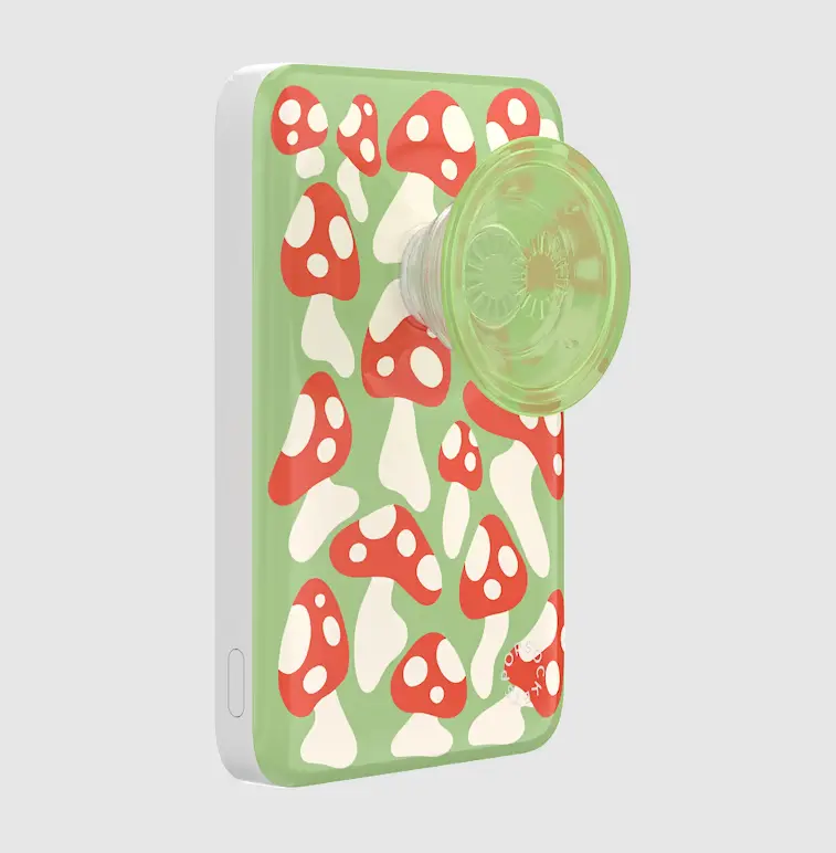 PopSockets Red Shrooms Green MagSafe PowerPack - Magnetic Phone Mount Accessory for Cellphone and Smartphone Users, Magsafe Powerpack Accessory, Mounting