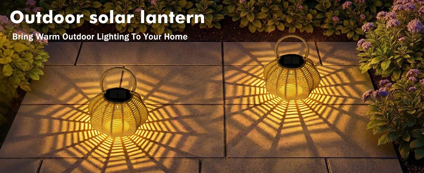 Solar Garden Light, 2 Pack Solar Handmade Woven Rattan Pumpkin-shaped Lantern, Outdoor Solar Garden Light, Waterproof Solar Light, Suitable for Patios, Yards, Porches, Pathways, Decorative Lighting