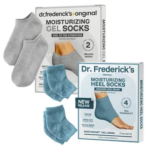 Foot Reset Duo - Spa Colors - Mellow Moon + Teal Tranquility - Fuzzy Heel Socks + Full Gel Socks - Healing Foot Care