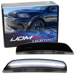 iJDMTOY Black-Out Smoked Lens 36-SMD White Full LED Front Bumper Side Marker Light Kit For Dodge 2021-up Durango