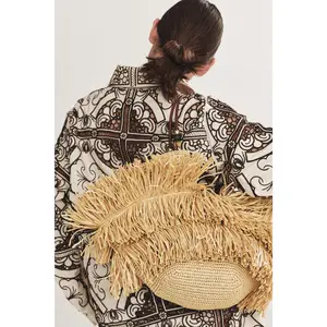 H&M Fringed straw shopper