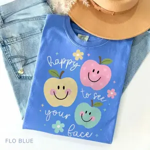 Comfort Colors Teacher Shirts, Happy To See Your Face Shirt, New Teacher Gifts, Back to School Shirt for Teacher, Cute Teacher Life Shirt - TrendWear USA