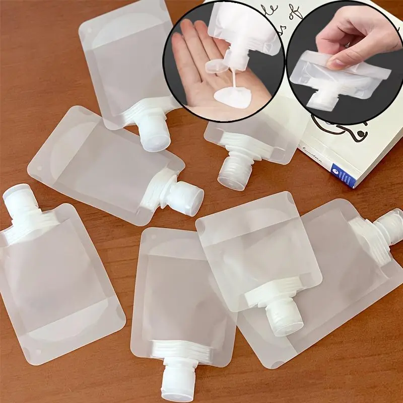 Travel Squeeze Pouches for Lotion & Shampoo, 10pcs/set Leakproof Refillable Cosmetic Container, Portable Travel Cosmetic Container, Makeup Storage Bag, Makeup Bags